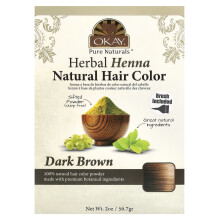 Okay Pure Naturals, Herbal Henna Natuurlijke Haarkleur, Donkerbruin, 2 oz (56,7 g)