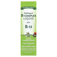 Nature's Truth, Vitaminy, Sublingualny B-Complex Liquid Plus B-12, Natural Berry, 2 fl oz (59 ml)