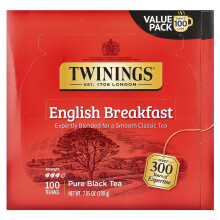 Twinings, Čistá Čierna Čaj, Anglické Ráno, 100 Čajových vajec, 7,05 oz (200 g)