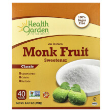 Health Garden, Edulcorante de Fruta Monja Natural, Clásico, 40 Paquetes, 0.21 oz (6 g) Cada Uno