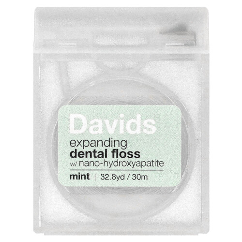 Davids Natural Toothpaste, Expanding Dental Φλοσκό, Μίντ, 32.8 yd (30 m)