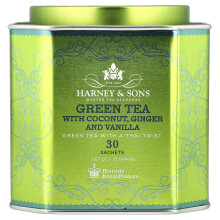 Harney & Sons, Vihreä Tee kookos, Ginger ja Vanilla, 30 Sachets, 2.67 oz (75 g)