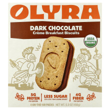 Olyra, Organic Breakfast Biscuits, Dark Chocolate Sandwich, 4 Packs, 1.32 oz (37.5 g) Each