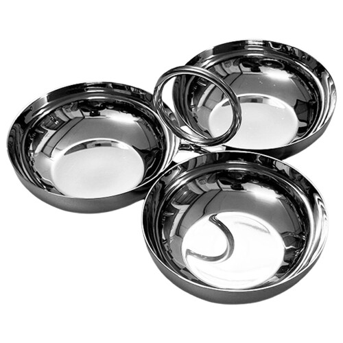 Bandeja de servir de acero inoxidable de 3 compartimentos con asa 1