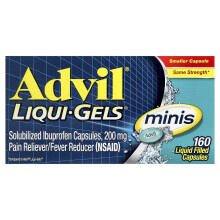 Advil, Ibuprofen Liqui-Gels Minis, 200 mg, 160 Væskefyldte Kapsler