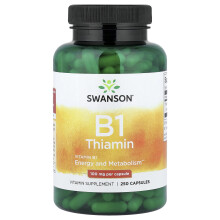 Swanson, B1, Tiamina, 100 mg, 250 Kapsułek