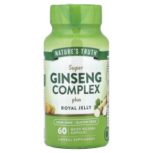 Nature's Truth, Super Ginseng Kompleksi Plus Royal Jelly, 60 Nopea Vapautus Kapselia