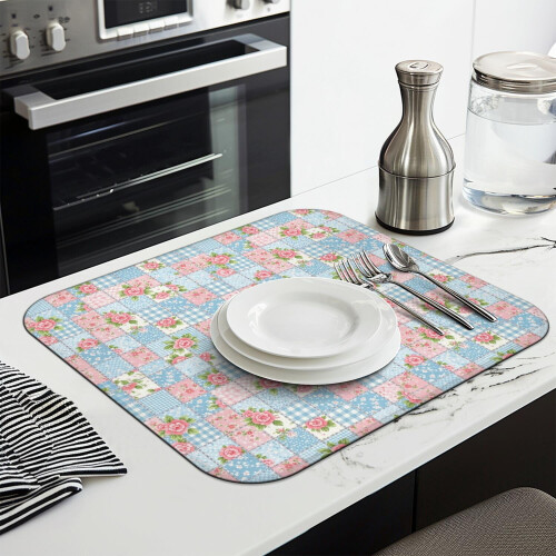 Tapete de secagem de louça Floral Kitchen, 40x45cm, em microfibra. 2