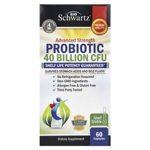 BioSchwartz, Advanced Strength Probiotic, 40 Billion CFU, 60 Capsules (20 Billion CFU per Capsule)