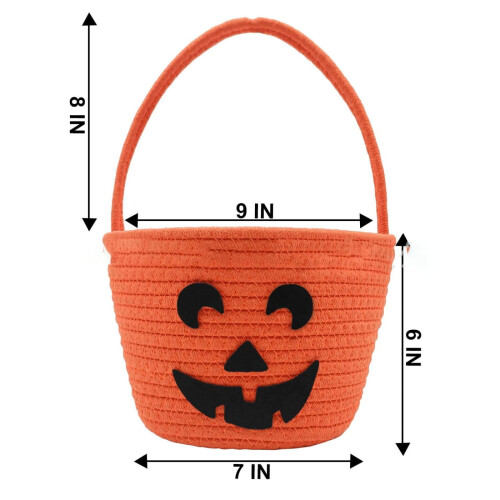 Καλάθι με γλυκά από κολοκύθα για το Halloween από βαμβακερό σχοινί 2