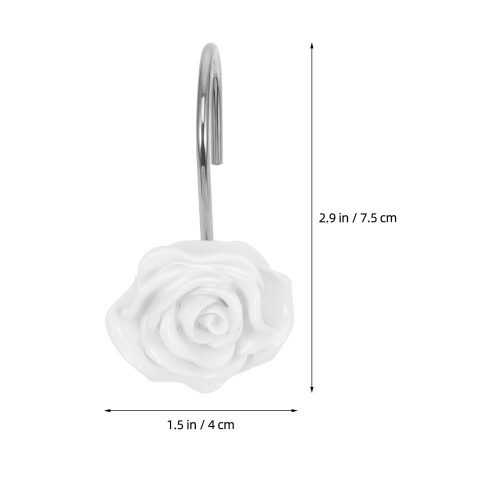 12 Pcs Shower Curtain Hook Decorative Hooks up Household Pattern White Resin 2
