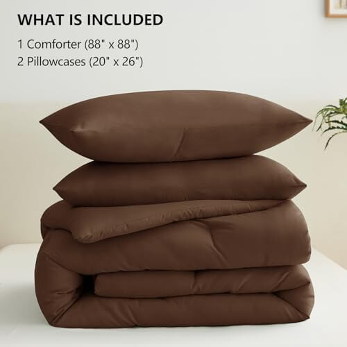 Queen Brown Microfiber Dekbedset 3-delig 2