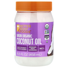 BetterBody Foods, Érintetlen Ökológiai Kókuszolaj, 15,5 fl oz (458 ml)