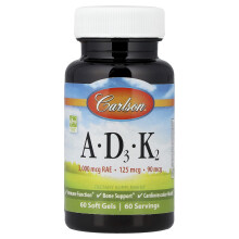 Carlson, Vitamíny A - D3 - K2, 60 Měkčích Gelových Kapiček