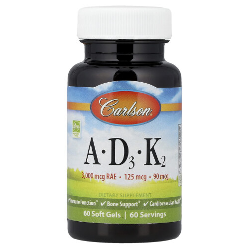 Carlson, Βιταμίνες A - D3 - K2, 60 Μυτερά Γελοκρέμα