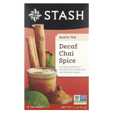 Stash Tea, Fekete Tea, Decaf Chai Fűszer, 18 Tea Zacskó, 1,1 oz (33 g)