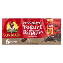 Sun-Maid, Yogurt Covered Raisins, Chocolate, 6 Boxes, 1 oz (28.3 g) Each