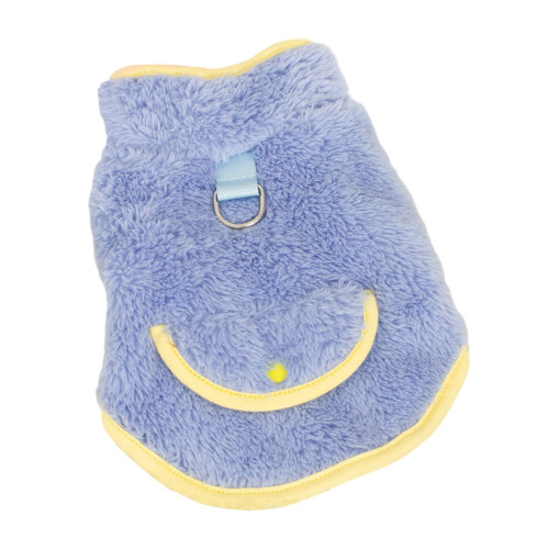 Pluche hondenpullover met treklus – Blauw, maat L 1