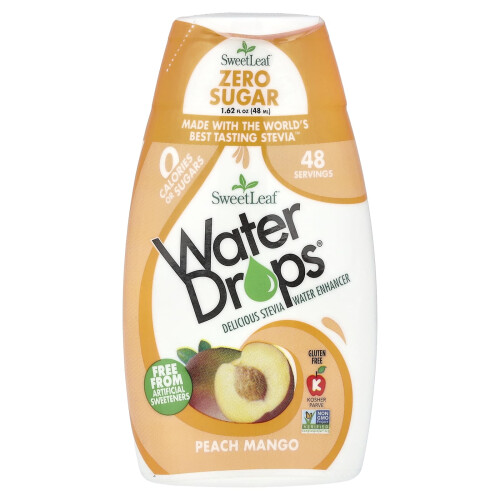 Wisdom Natural, SweetLeaf, Νερό Δρόπια, Delicious Stevia Νερό Ενισχυτής, Peach Mango, 1.62 fl oz (48 ml)