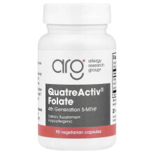 Allergy Research Group, QuatreActiv Folate, 4. generácia 5-MTHF, 90 Vegetariánske Kapsuly