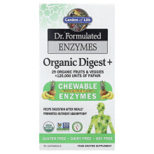 Garden of Life, Dr. Formulerede Enzymer, Organisk Digt +, Tropisk Frugt, 90 Krummer