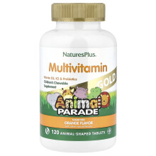NaturesPlus, Animal Parade Gold, Multivitamin dla Dzieci, Orange, Bez Cukru, 120 Animal-Shaped Tablety