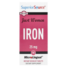Superior Source, Doamnele, Fier, 25 mg, 90 Tablete Instant Dissolve MicroLingual