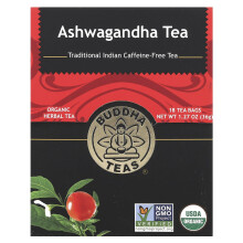 Buddha Teas, Té Herbal Orgánico, Ashwagandha, 18 Bolsas de Té, 1.27 oz (36 g)