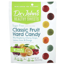 Dr. John's Healthy Sweets, Klassisk Frugt Hård Karamell, + Fiber & Vitamin C, Sukkerfri, 3.85 oz (109 g)