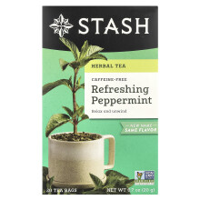 Stash Tea, Tè Eroico, Peppermint, Senza Caffè, 20 Buste di Tè, 0.7 oz (20 g)