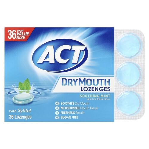 ACT Pastilhas para a Boca Seca Act com Xilitol, Sabor Menta Refrescante, 36 Pastilhas