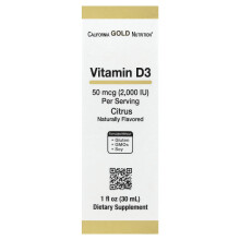 California Gold Nutrition, Kaliforniai Arany Élelmiszerek, Vitamin D3, Citrus, 2 000 IU, 1 fl oz (30 ml)