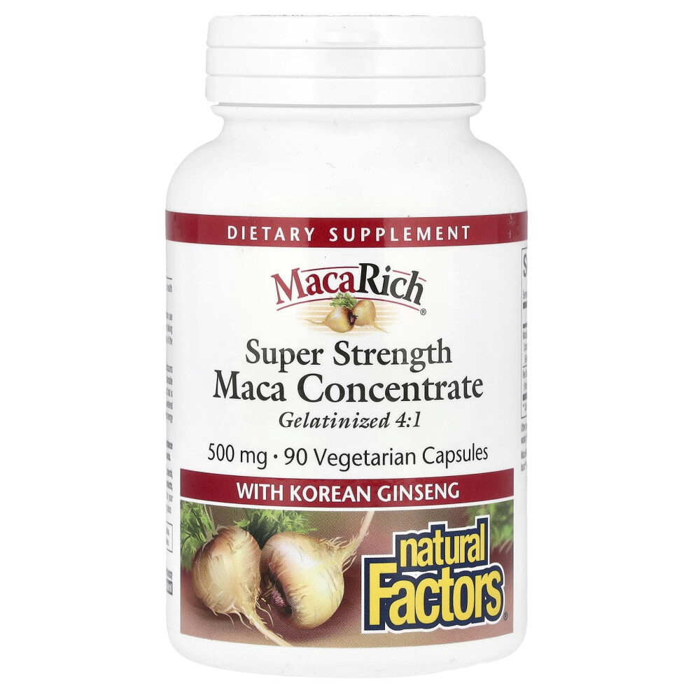 Natural Factors , Maca Rich, Maca Concentrate, Super Strength, 500 Mg, 90 Vegetarian Capsules