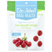 Dr. John's Healthy Sweets, Saúde Bucal, Gotas para Boca Seca, + Xilitol, Cereja Roxa, Sem Açúcar, 24 Doçes Individuais, 3.85 oz (109 g)
