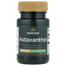 Swanson, Astaxanthin, Maximum Styrka, 12 mg, 30 Mjuka Gelatiner