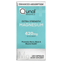 Qunol, Magnézium, Erősített, 420 mg, 120 kapszula (210 mg per kapszula)