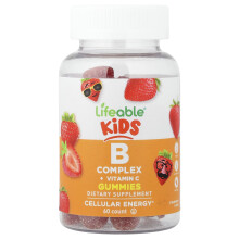 B Kompleks + C witamina od Lifeable, Gummies dla Dzieci, Truskawka, 60 gummików