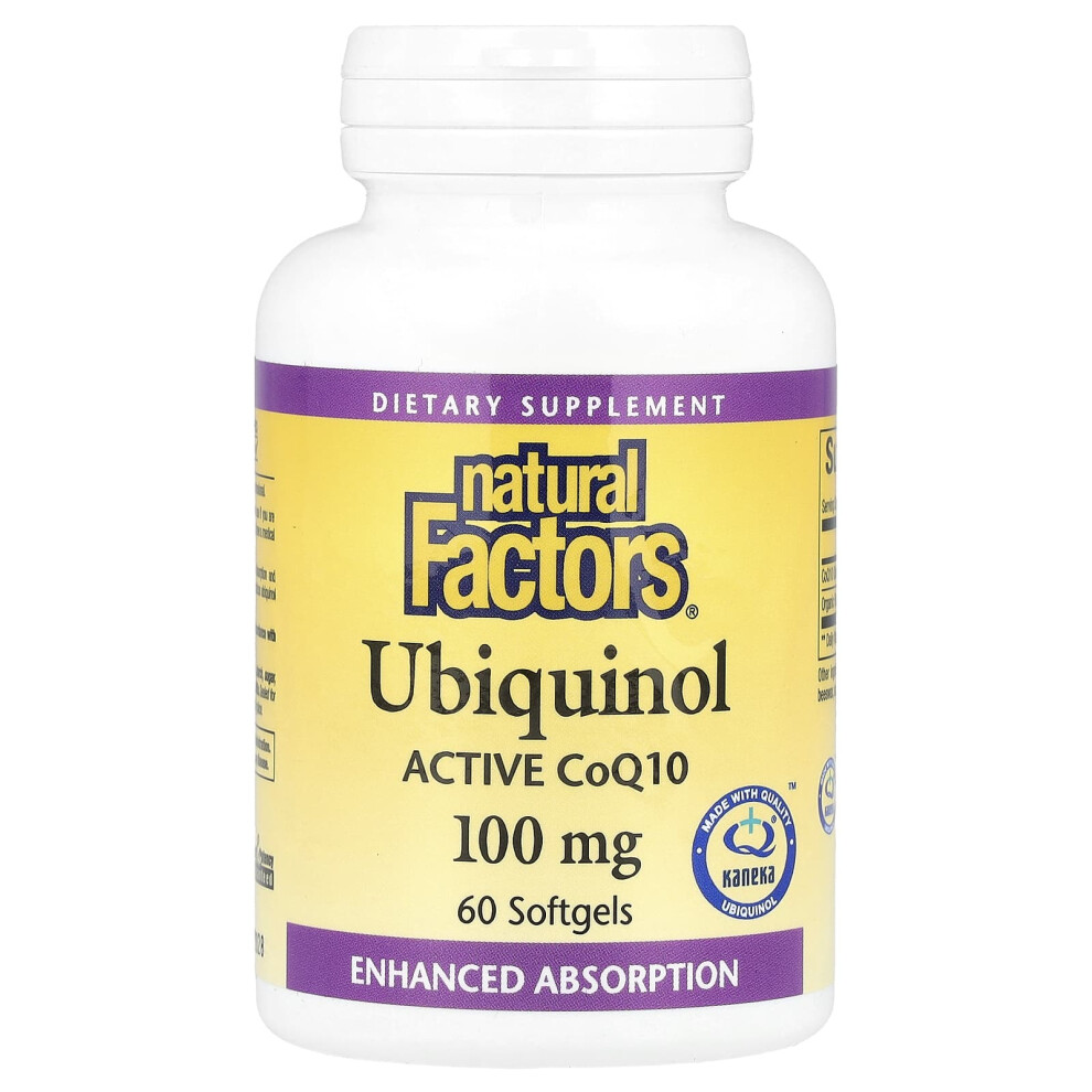 Natural Factors , Ubiquinol, Active Coq10, 100 Mg, 60 Softgels