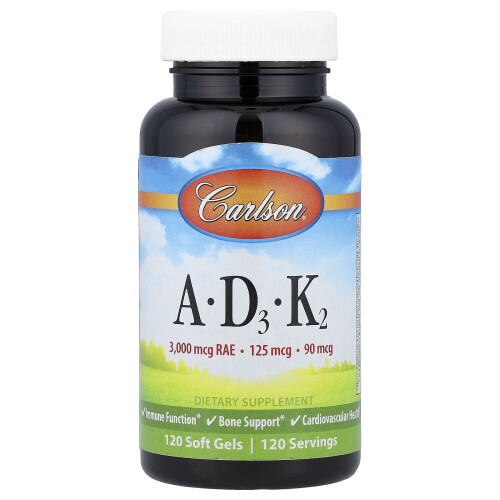 Carlson, A, D3, K2, 120 Softgels