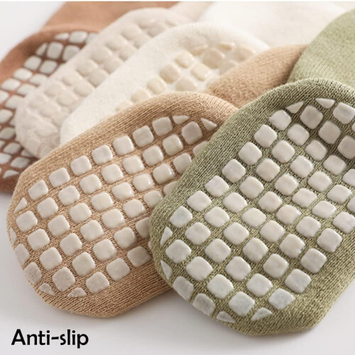 Calzini antiscivolo invernali per bambini, 5 paia, spessi e caldi, con grip. 2