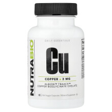 NutraBio, Kupfer-Bisglycinat-Chelat, 3 mg, 90 pflanzliche Kapseln