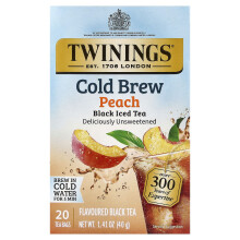 Twinings, Koldbrygget istet, usirupet sort te, pære, 20 teposer, 1,41 oz (40 g)