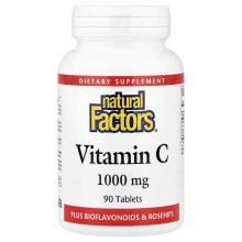 Natural Factors, Vitamin C Plus Bioflavonoidy a Rosehipy, 90 Tabletiek