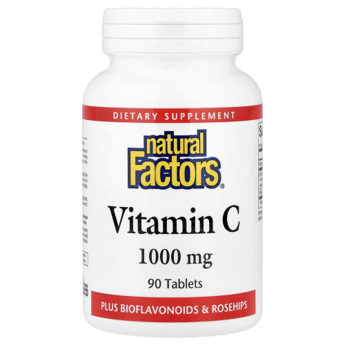 Natural Factors, Vitamiini C, Plus Bioflavonoidit & Rosimarjat, 90 Tabletteja
