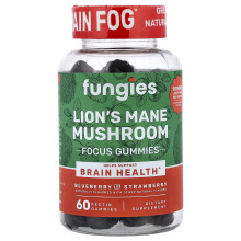 Fungies, Løves Mane Svamp Gummies, Blåbær og Jordgubbe, 60 Pektin Gummies