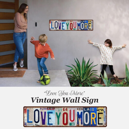 Placa de metal vintage "Love You More" para parede, 40x10 cm (16x4 polegadas). 1