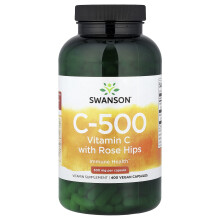 Swanson, C-500, Vitamiini C Rose Hip, 500 mg, 400 Kapseli