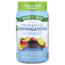 Nature's Truth, Ashwagandha, naturlig tropisk, 60 vegan gummies