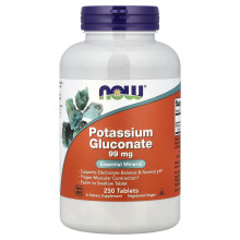 NOW Foods, Kaliumgluconaat, 99 mg, 250 Tabletten