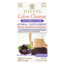 Hyleys Tea, Limpieza del Colon, Arándano Acai, Sin Caffeína, 25 Bolsas de Té en Fólio, 0.05 oz (1.5 g) Cada una